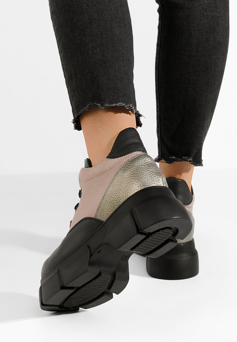 Viacfarebné kožené kotníkové boty Kianna