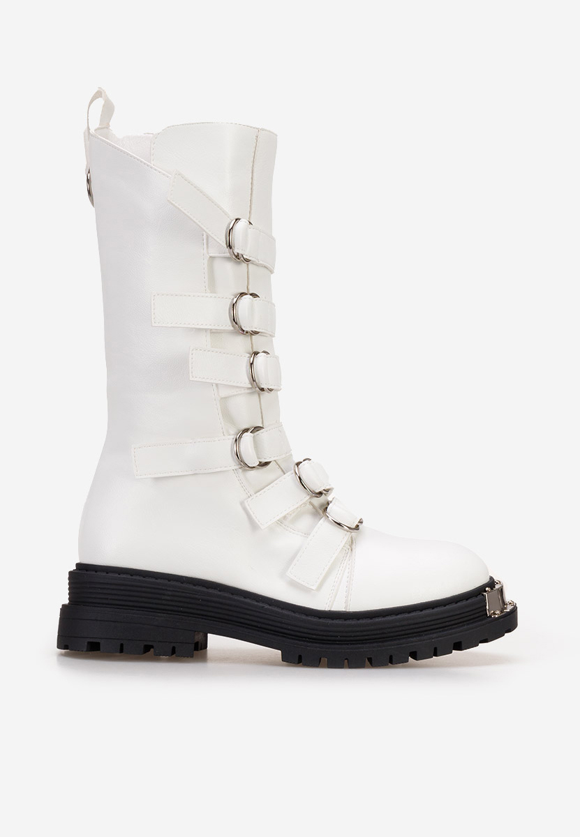 Bílé šněrovací kozačky Lunia