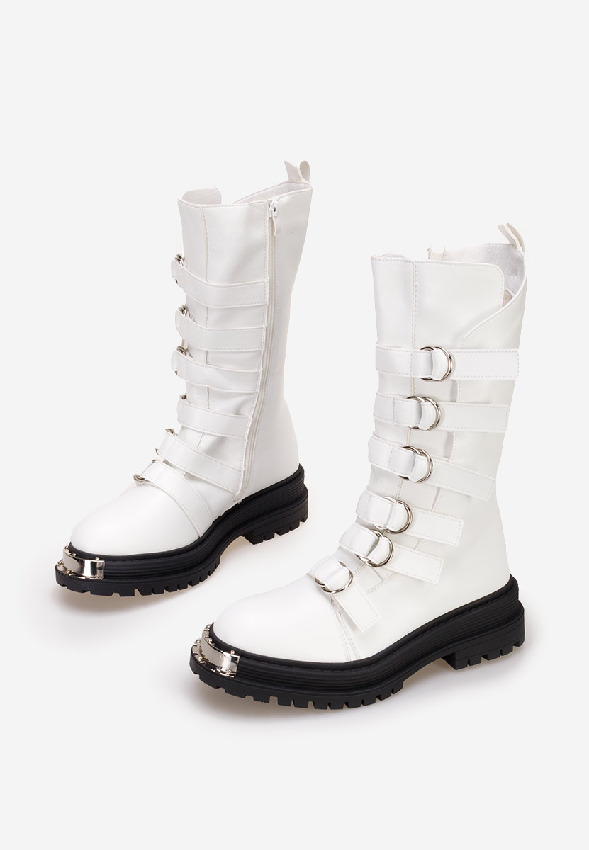 Bílé šněrovací kozačky Lunia