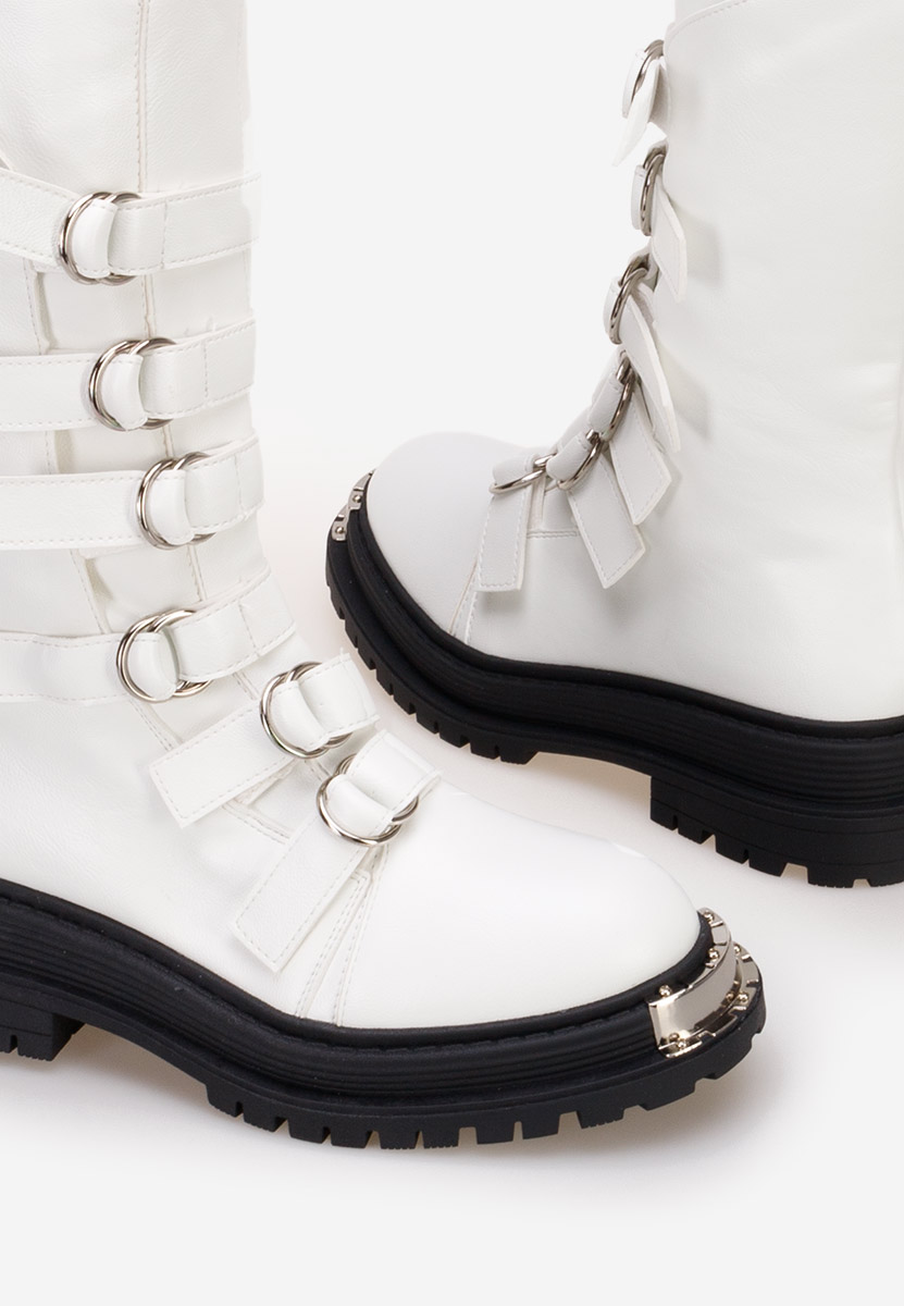 Bílé šněrovací kozačky Lunia