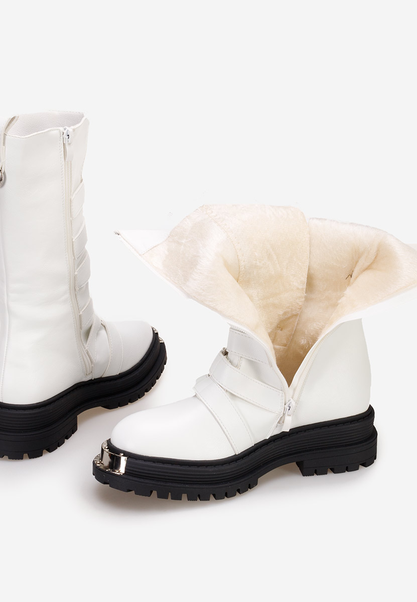 Bílé šněrovací kozačky Lunia