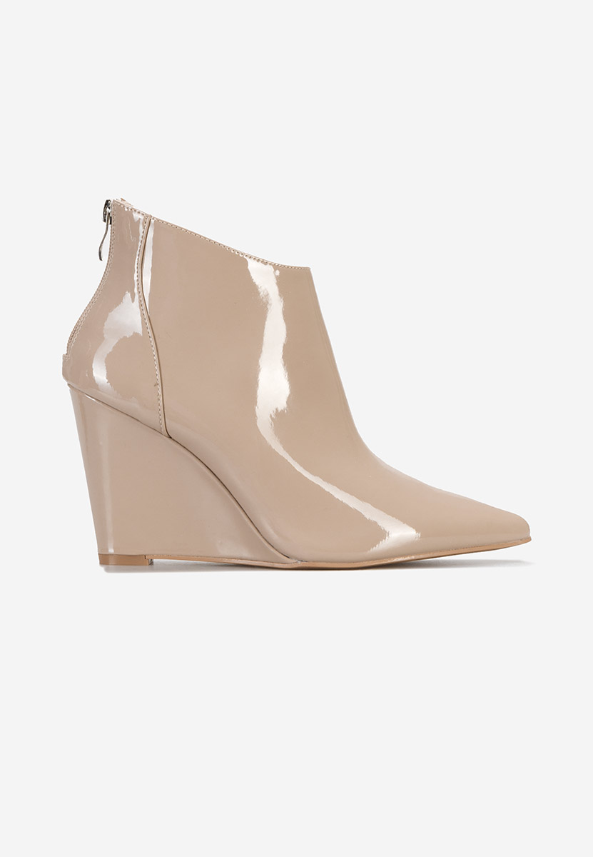 Béžové kotníkové boty na klínku Shenna