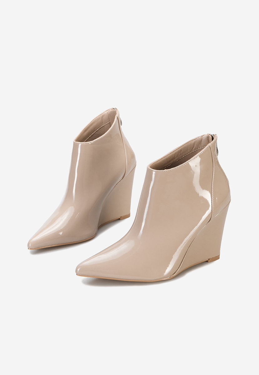 Béžové kotníkové boty na klínku Shenna