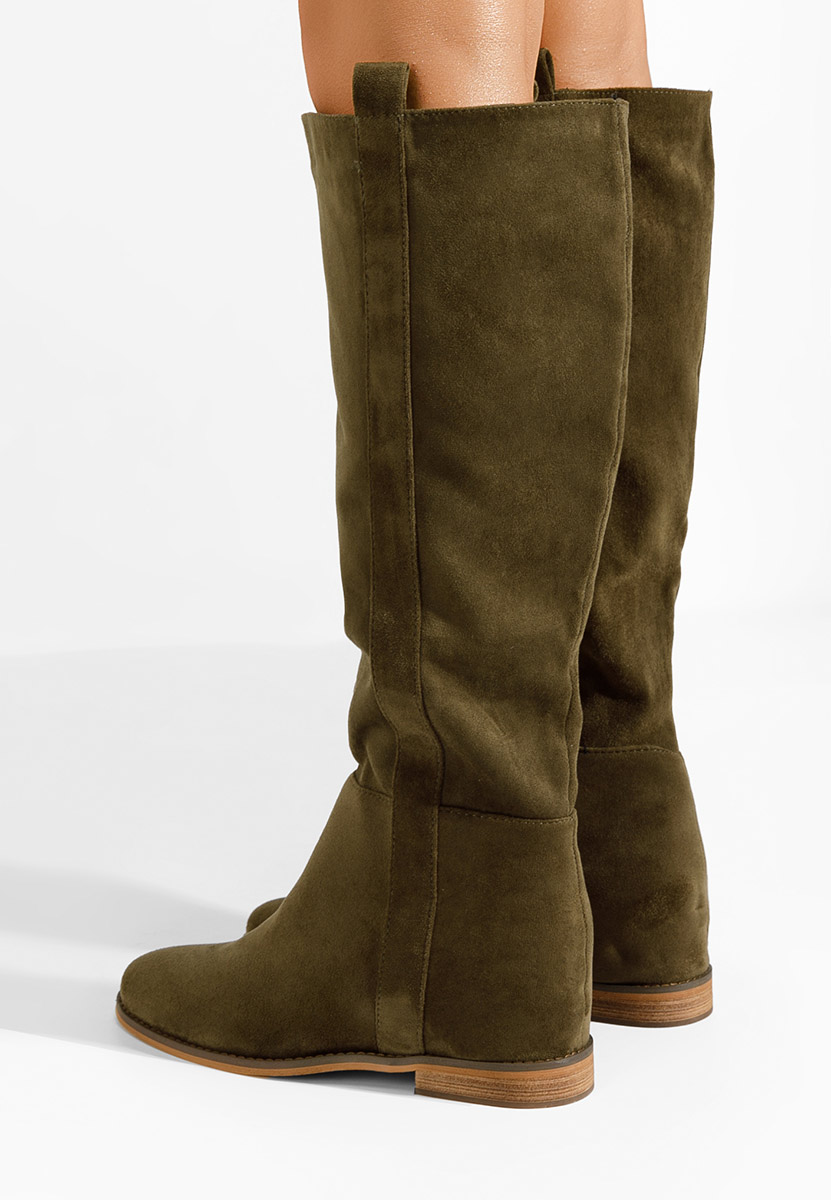 Zelené kozačky na klínku Lanella