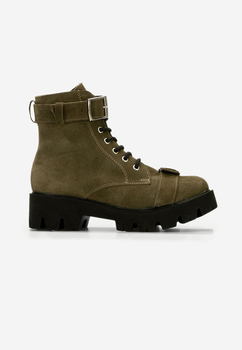 Khaki dámske kožené workery Antonina V2