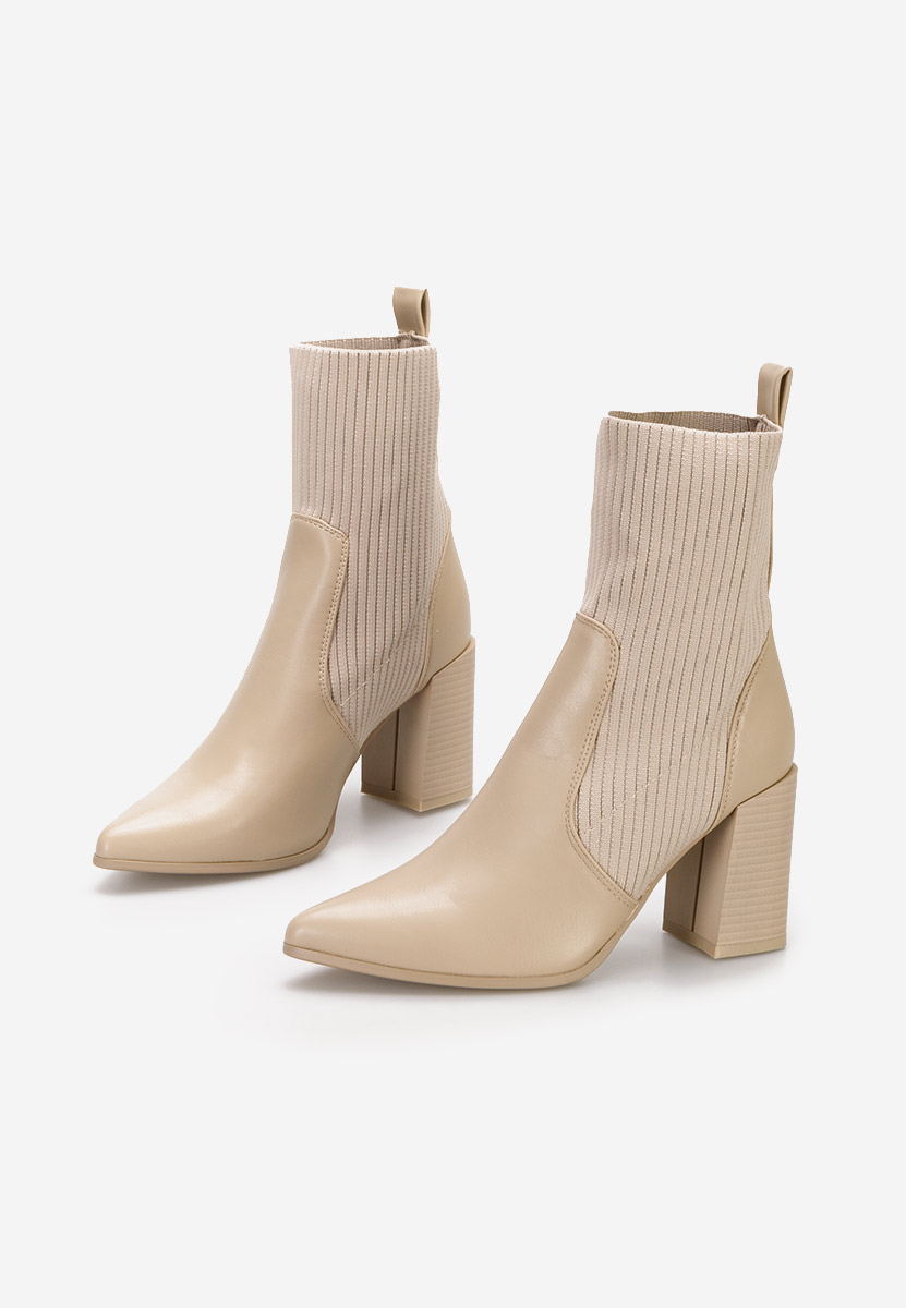 Khaki kotníkové boty na podpatku Vinuele
