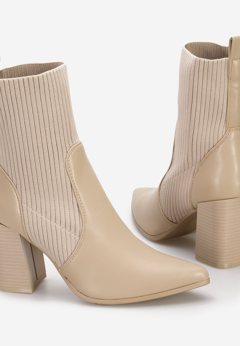 Khaki kotníkové boty na podpatku Vinuele