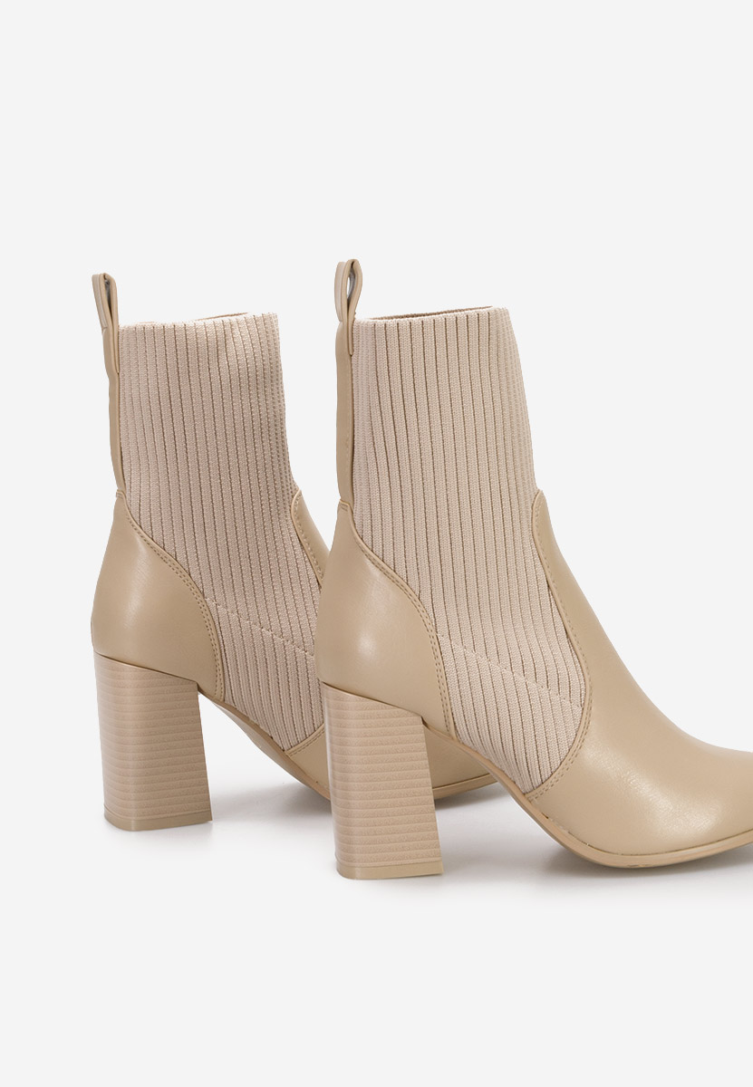 Khaki kotníkové boty na podpatku Vinuele
