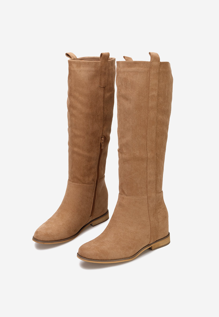 Camelové kozačky na klínku Lanella