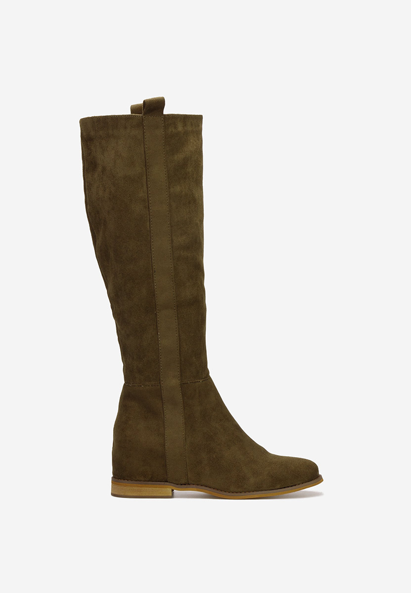 Zelené kozačky na klínku Lanella