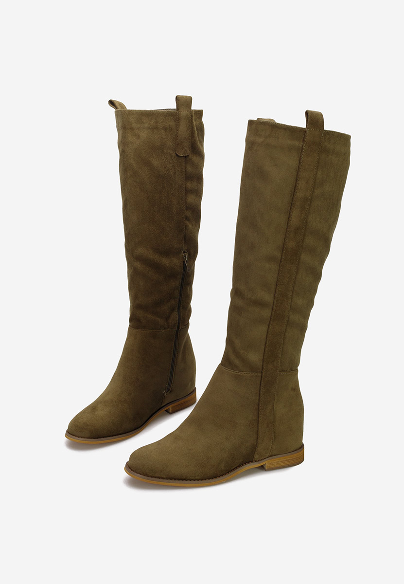 Zelené kozačky na klínku Lanella