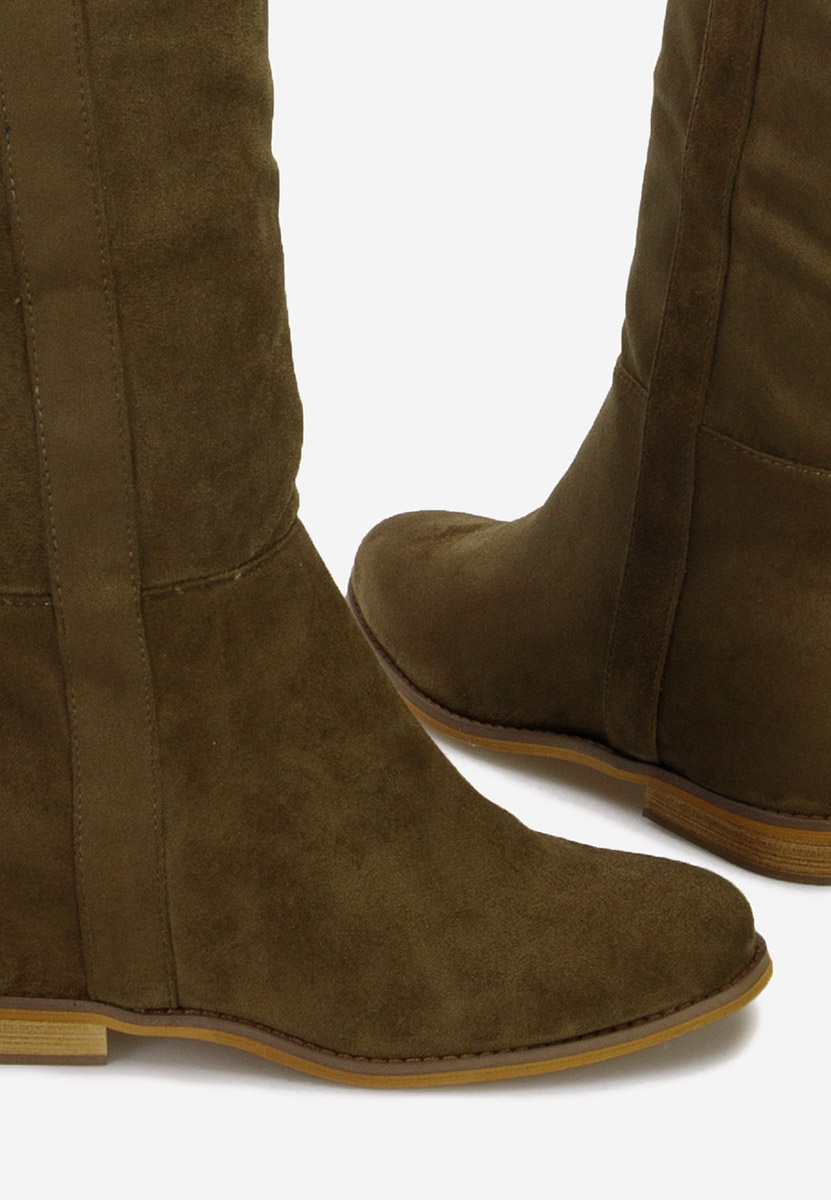 Zelené kozačky na klínku Lanella