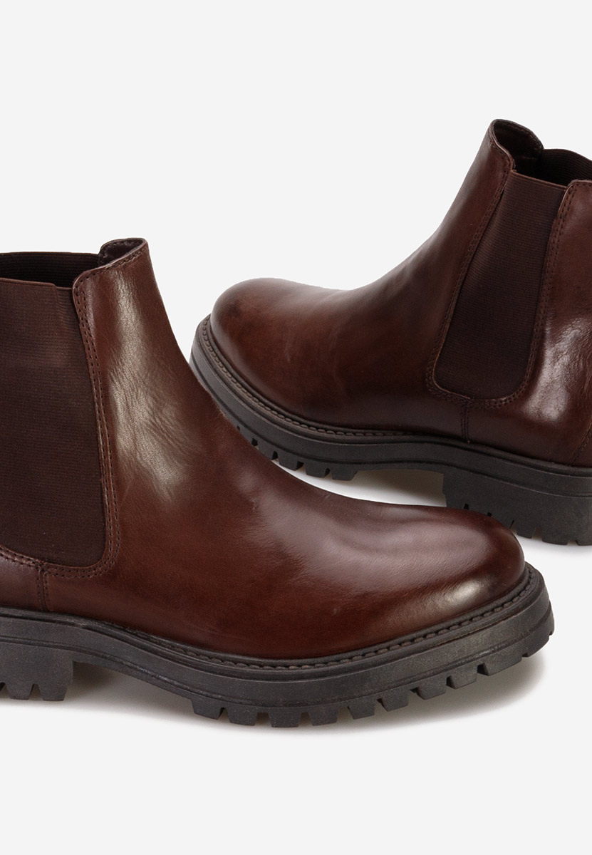 Hnedé pánské kožené kotníkové boty Zarion