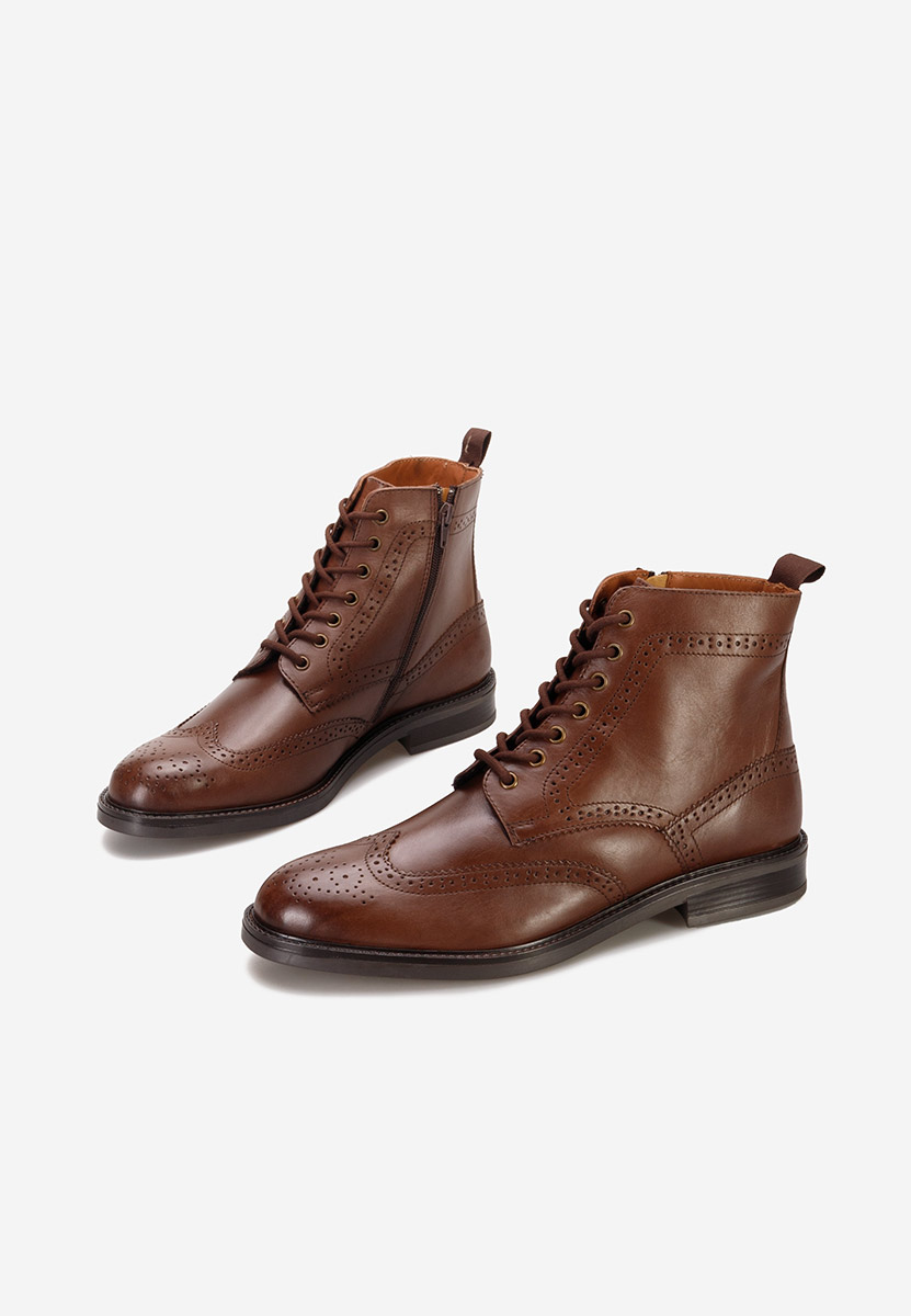 Hnedé pánské kožené kotníkové boty Adovin