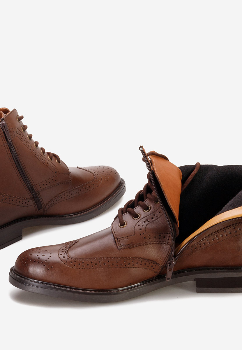 Hnedé pánské kožené kotníkové boty Adovin