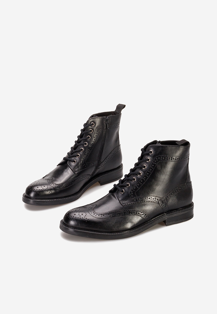 Černé pánské kožené kotníkové boty Adovin