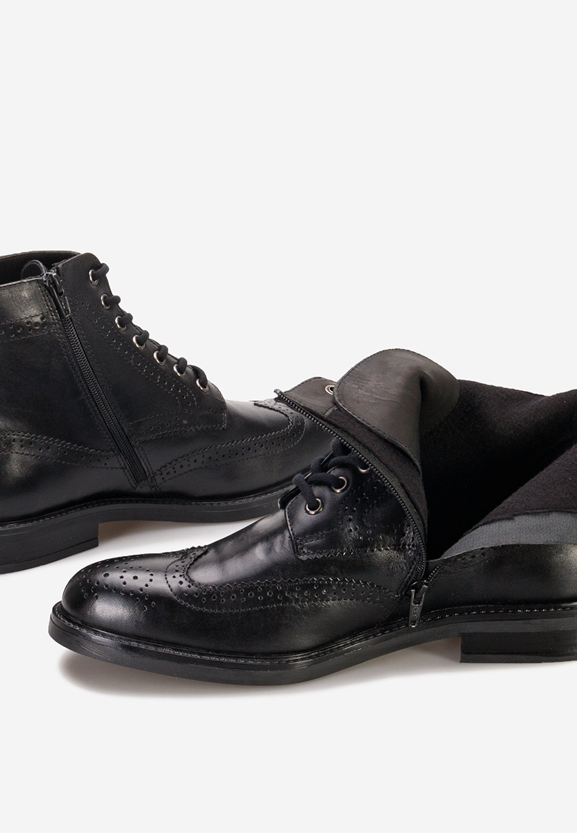 Černé pánské kožené kotníkové boty Adovin