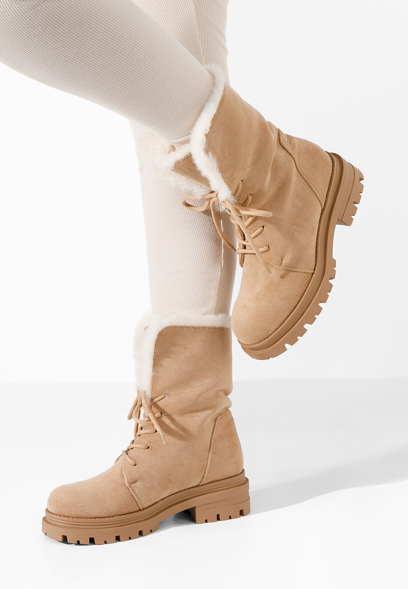 Béžové kotníkové zimní boty Lolia