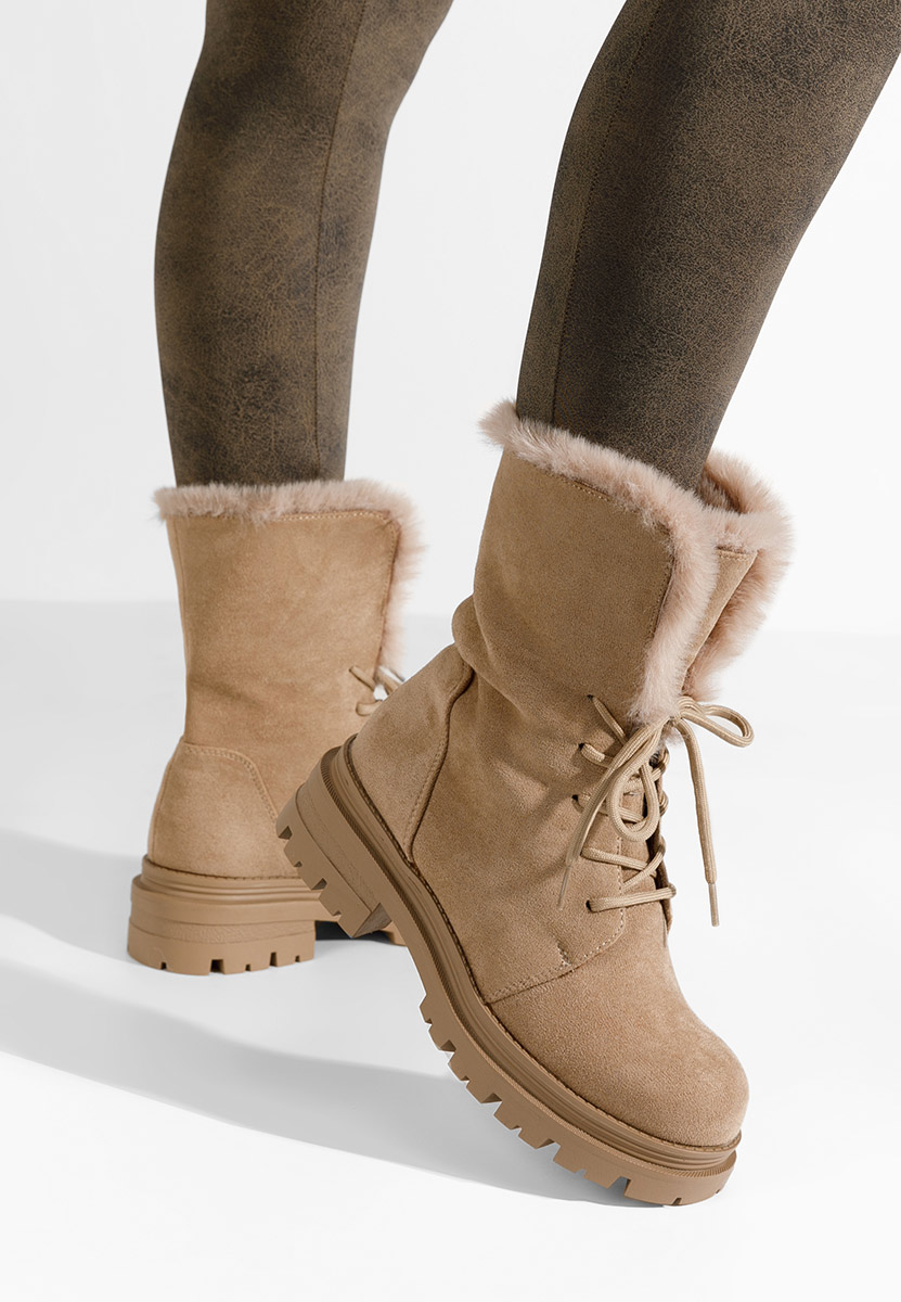 Khaki kotníkové zimní boty Lolia