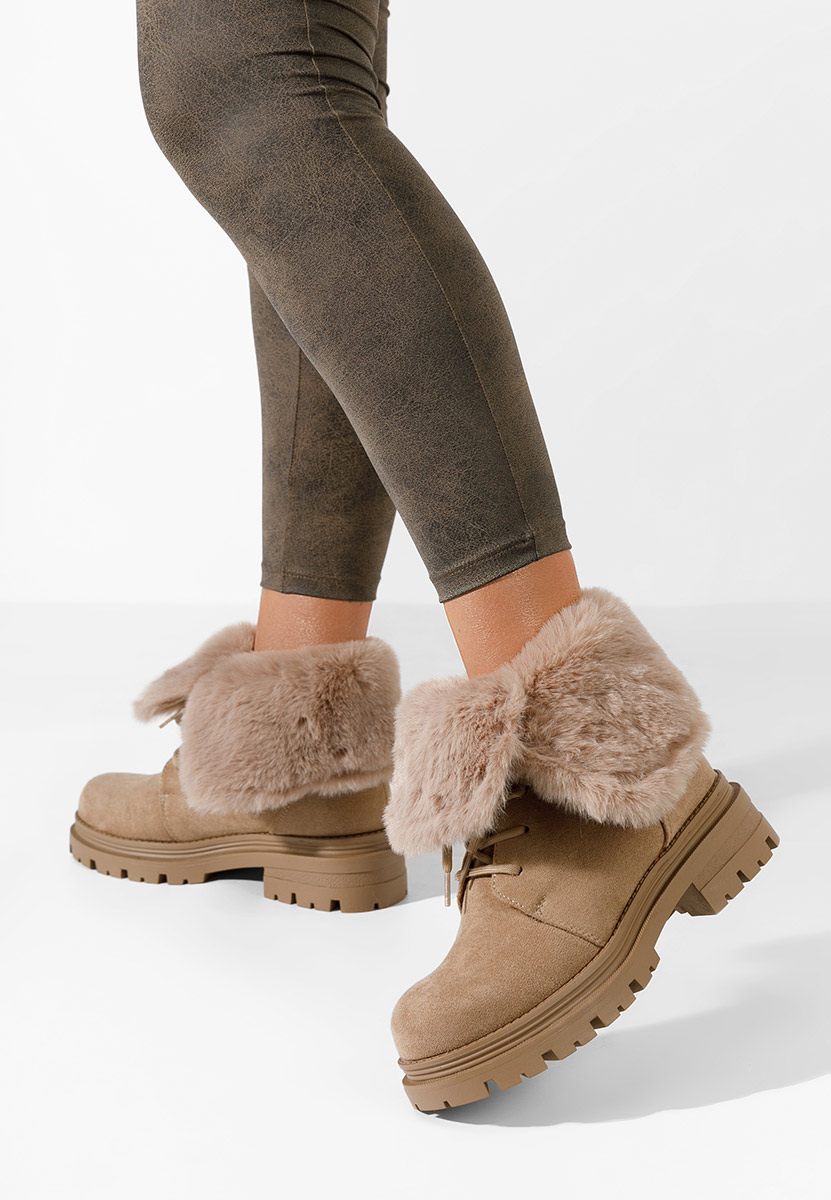 Khaki kotníkové zimní boty Lolia