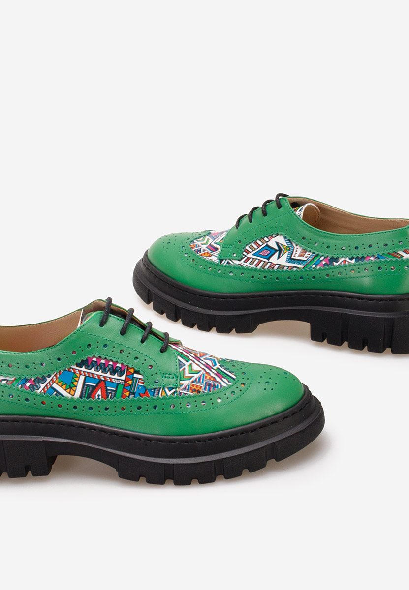 Zelené dámské brogue obuv Henise V5