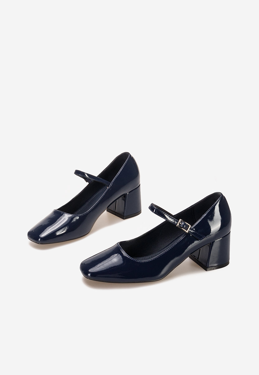 Tmavě modré lodičky na hrubém podpatku Erosa