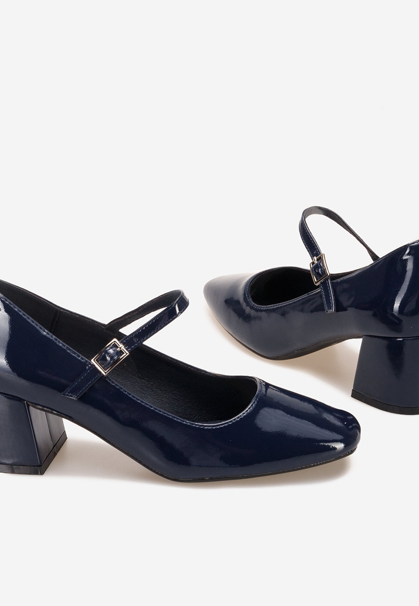 Tmavě modré lodičky na hrubém podpatku Erosa