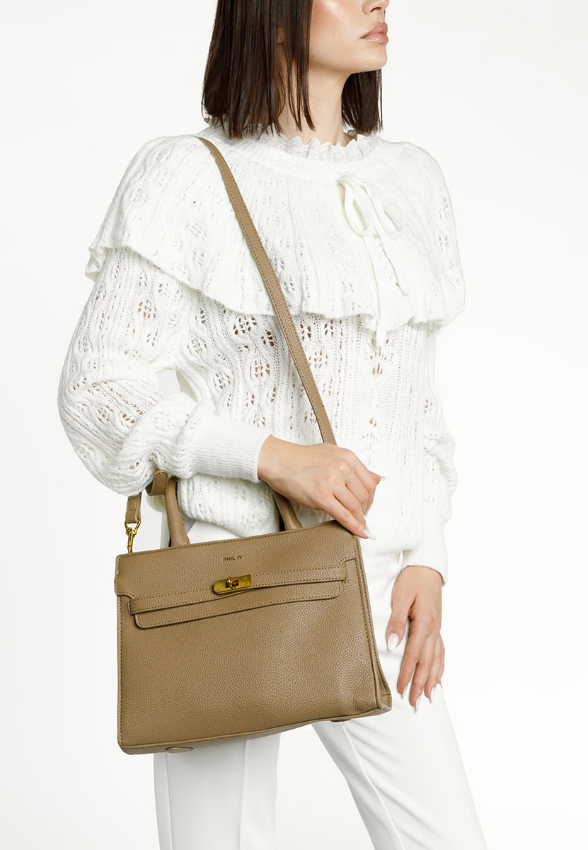 Khaki rukojeť kabelky Tharsa