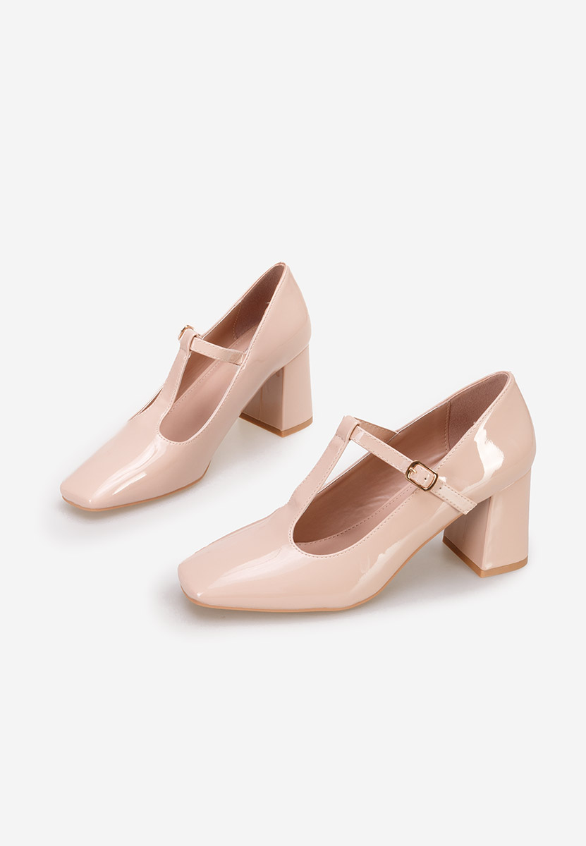 Béžové lodičky na hrubém podpatku Mevana