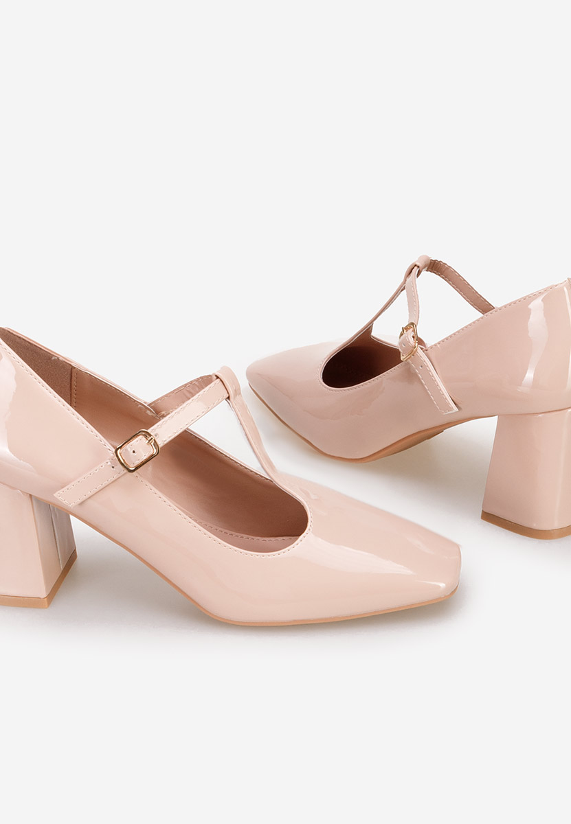 Béžové lodičky na hrubém podpatku Mevana