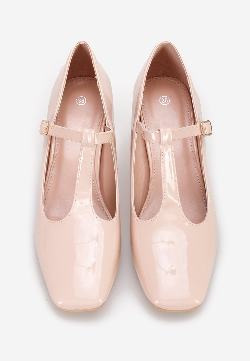 Béžové lodičky na hrubém podpatku Mevana