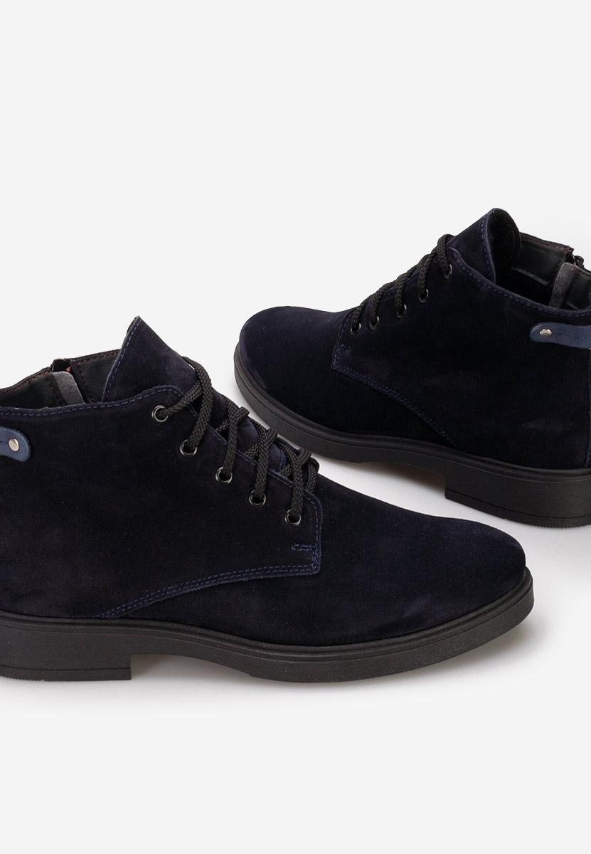 Tmavě modré pánské kožené kotníkové boty Fresco