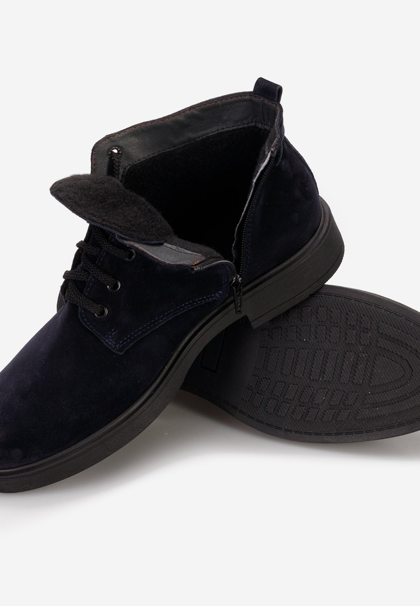 Tmavě modré pánské kožené kotníkové boty Fresco