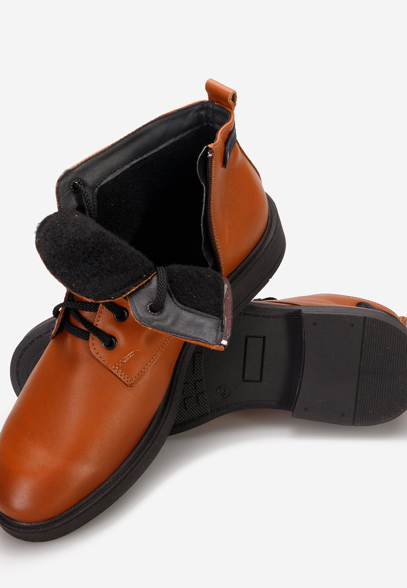 Camelové pánské kožené kotníkové boty Fresco