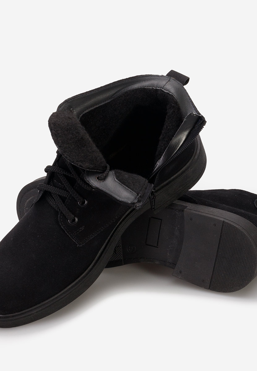 Černé pánské kožené kotníkové boty Fresco V2