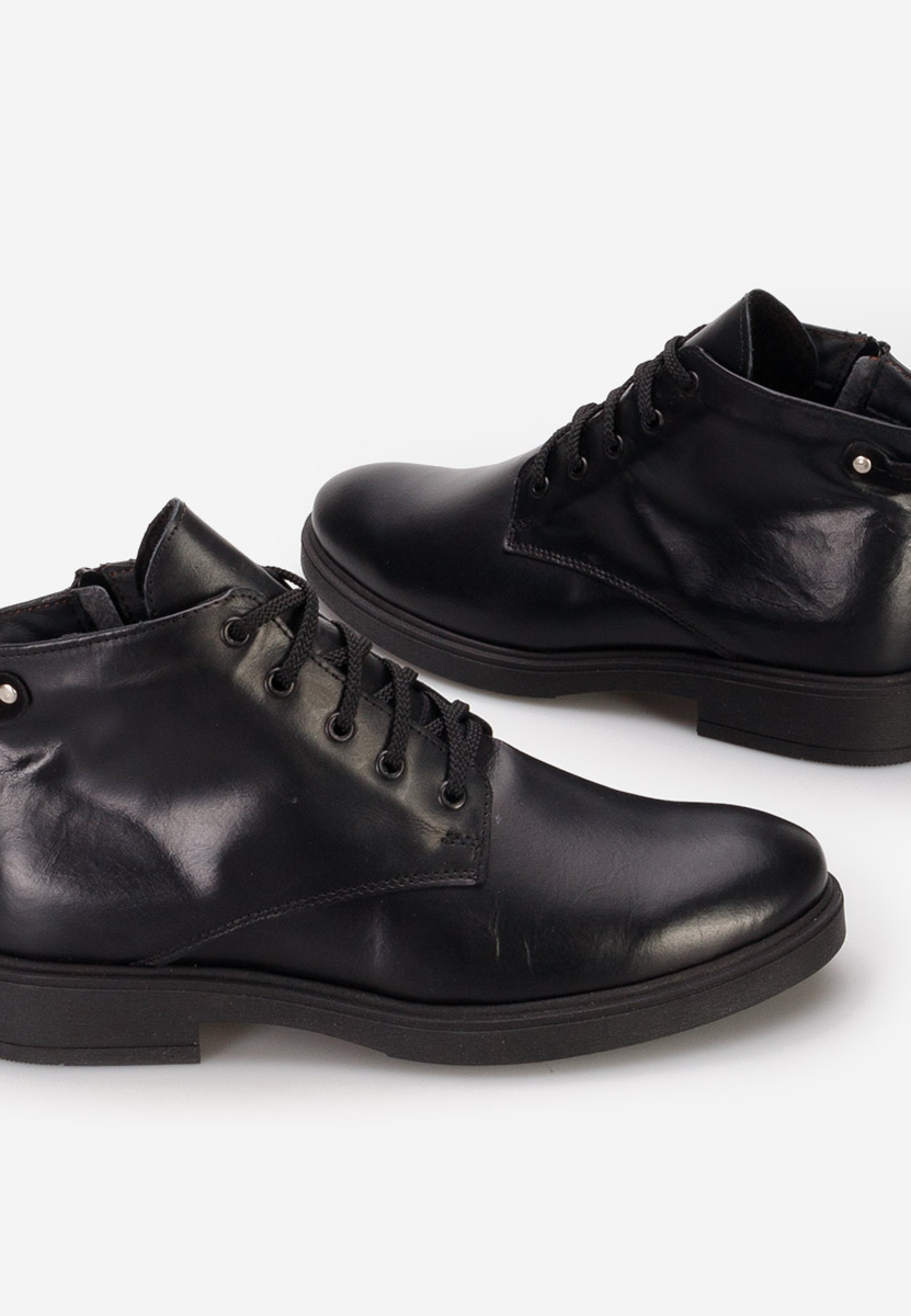 Černé pánské kožené kotníkové boty Fresco