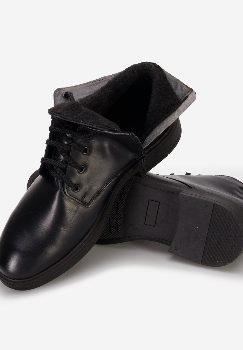 Černé pánské kožené kotníkové boty Fresco