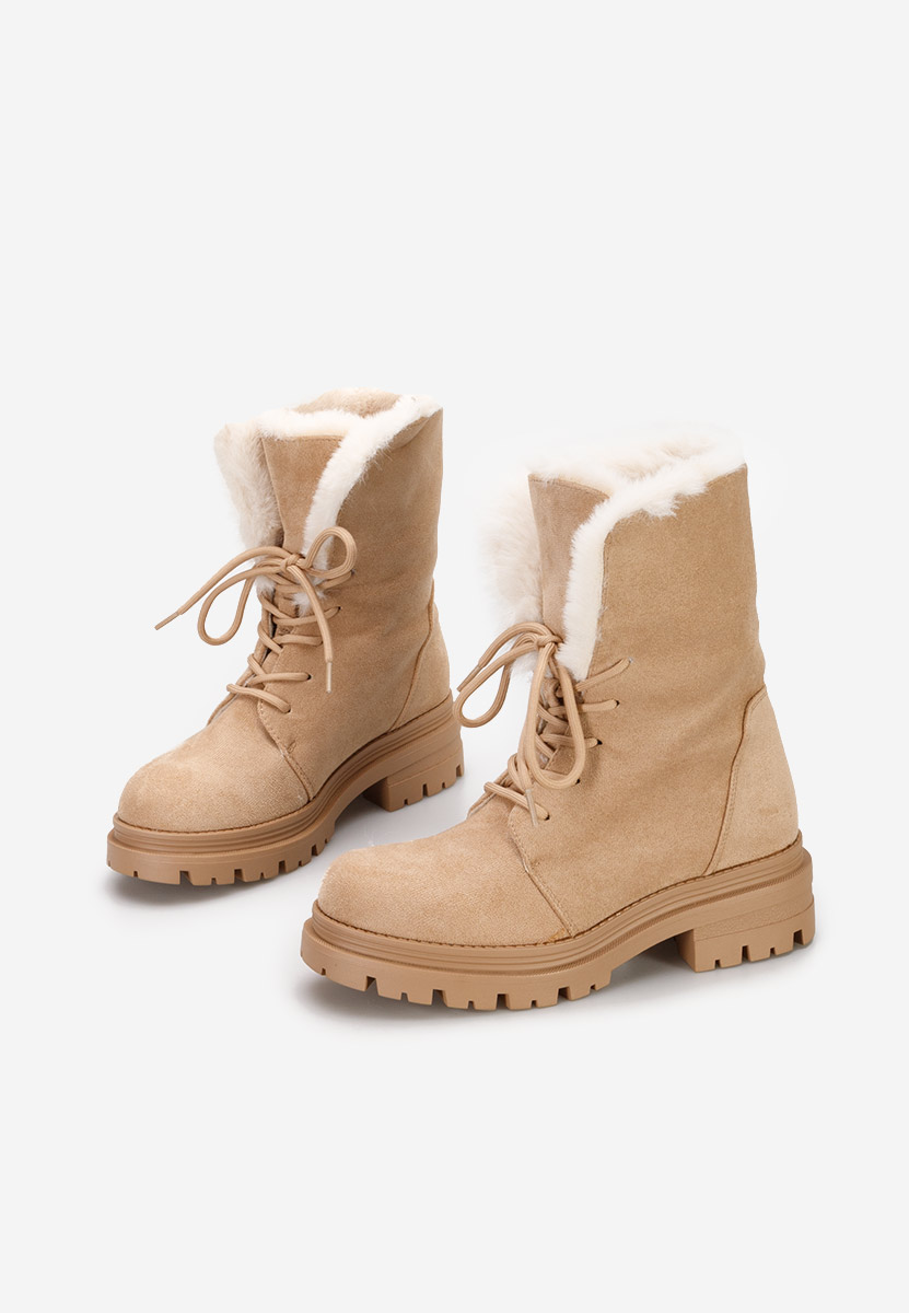 Béžové kotníkové zimní boty Lolia