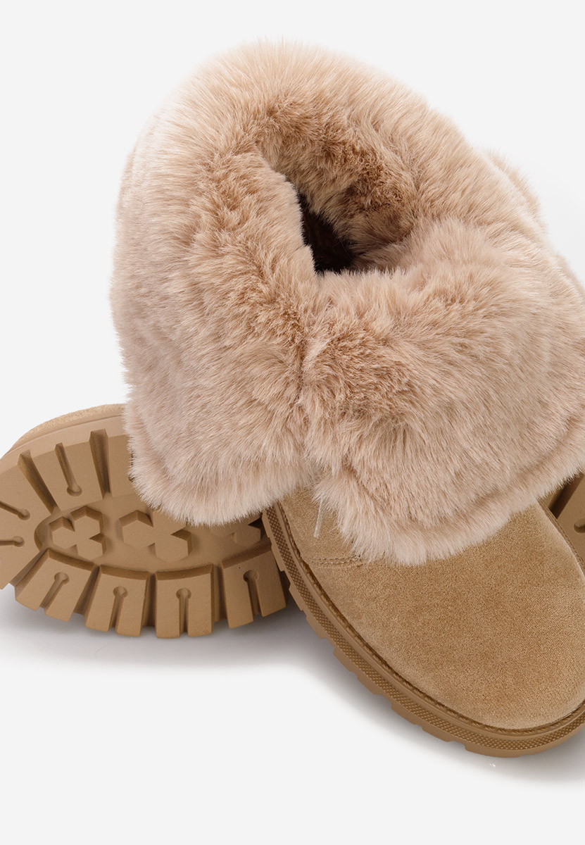 Khaki kotníkové zimní boty Lolia