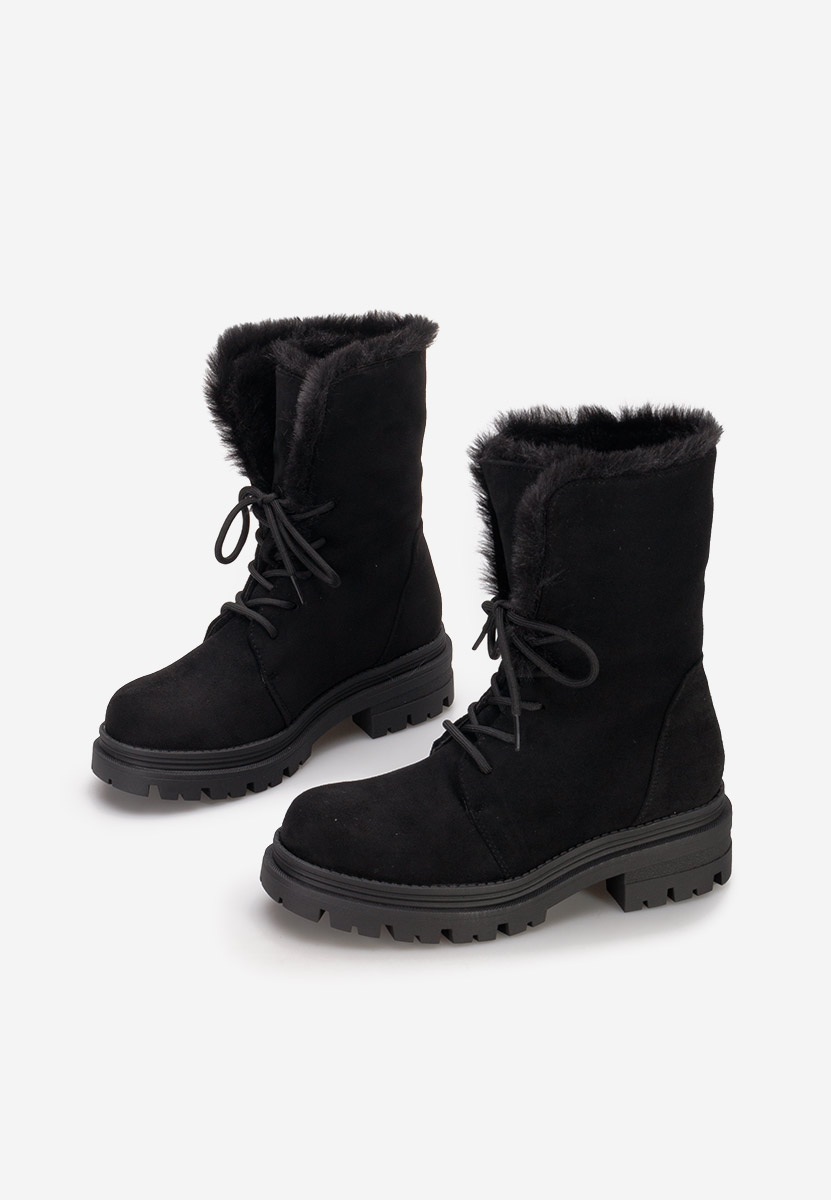 Černé šněrovací kotníkové boty Lolia