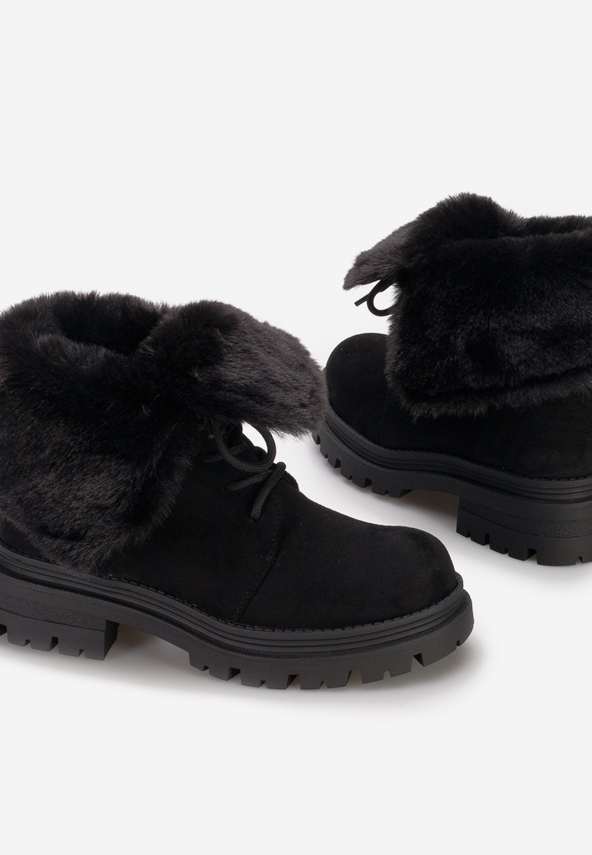 Černé šněrovací kotníkové boty Lolia