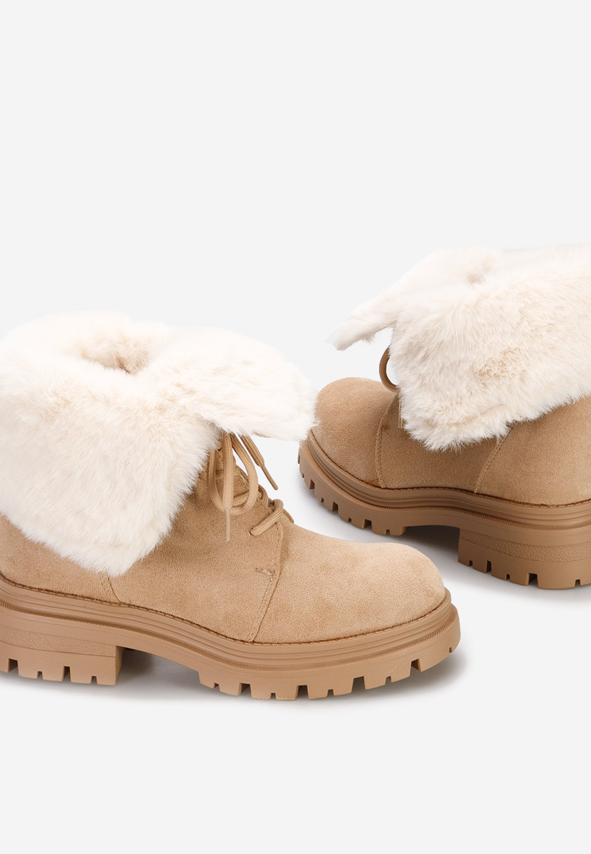 Béžové kotníkové zimní boty Lolia