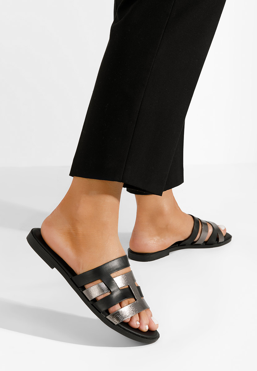 Černé dámské pantofle bez podpatku Cicada