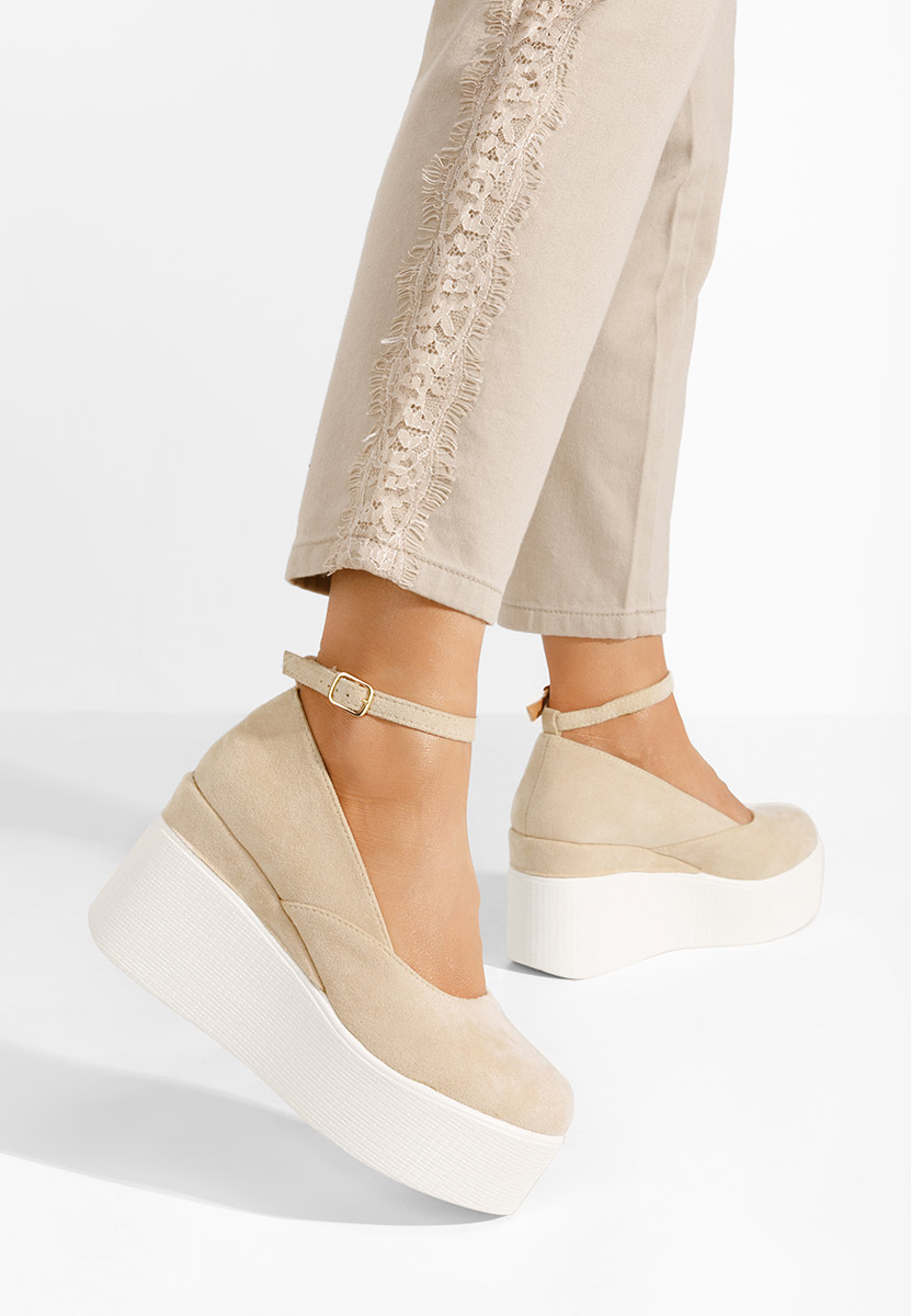 Béžové lodičky na platformě Leanora