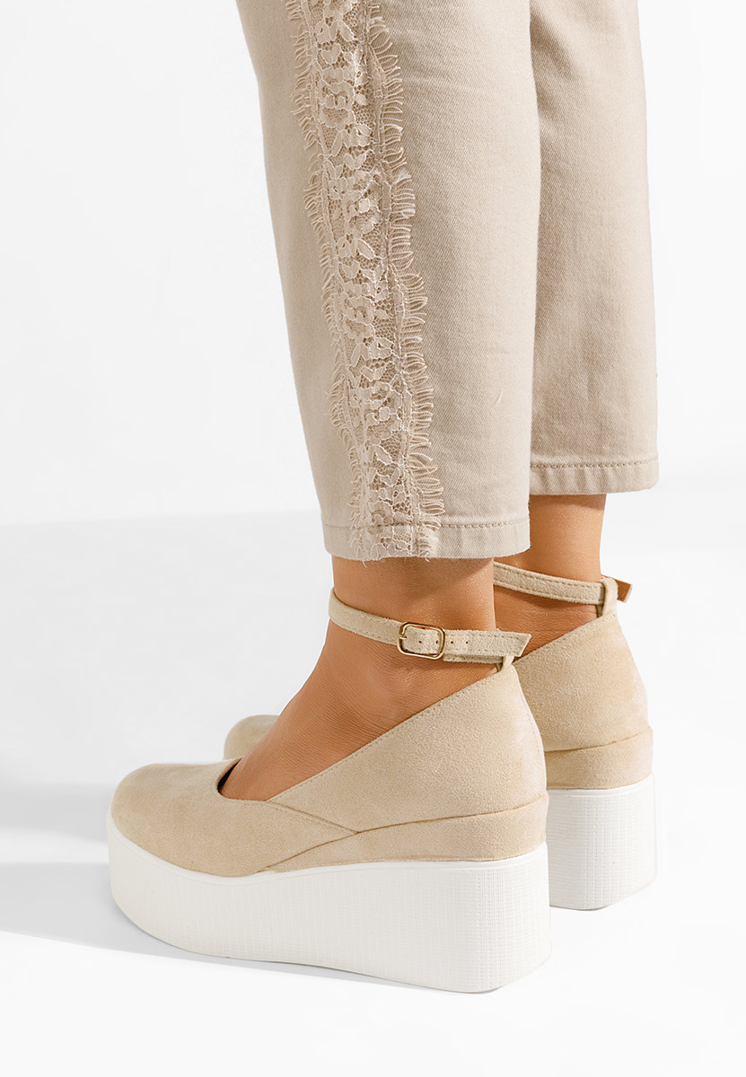 Béžové lodičky na platformě Leanora