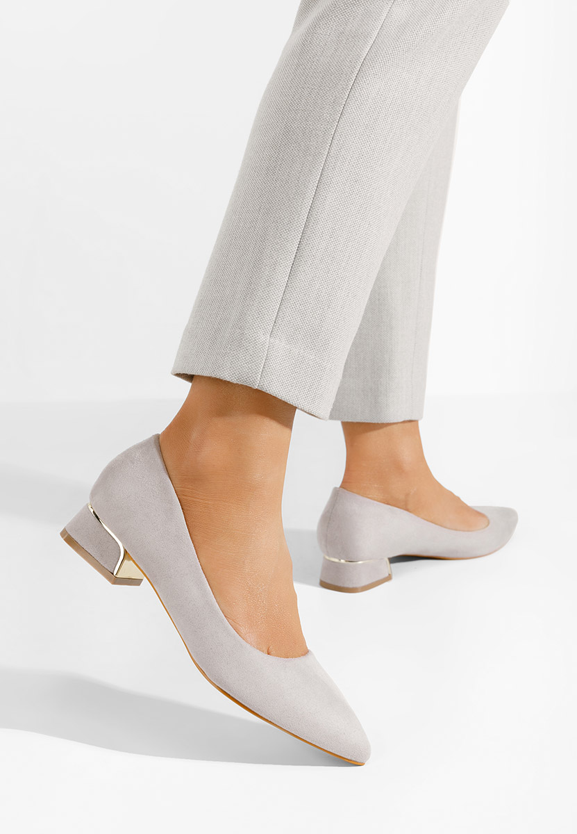 Šedé lodičky na nízkém podpatku Lexie