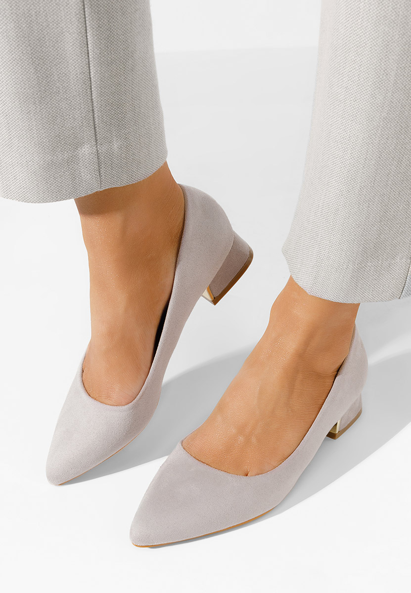 Šedé lodičky na nízkém podpatku Lexie