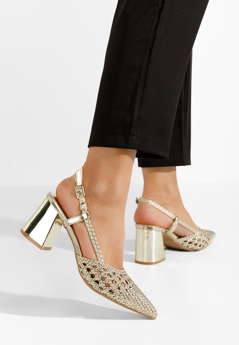 Zlaté lodičky s otevřenou pätou Letira