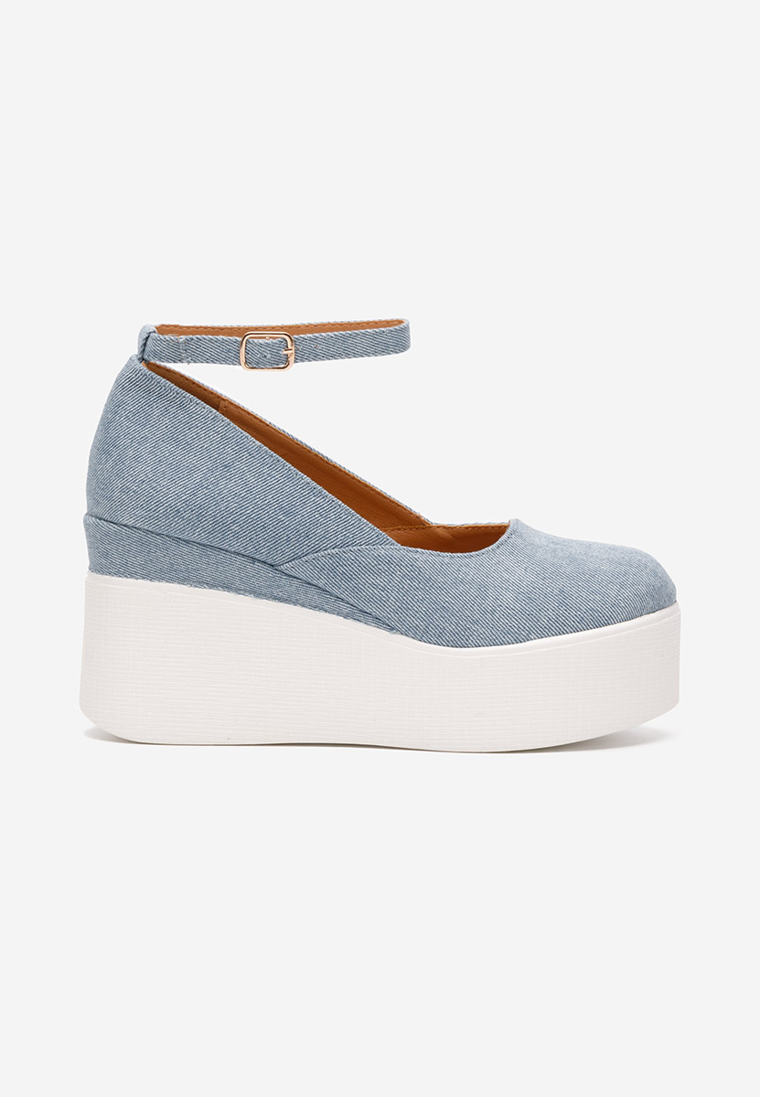 Modré lodičky na platformě Leanora