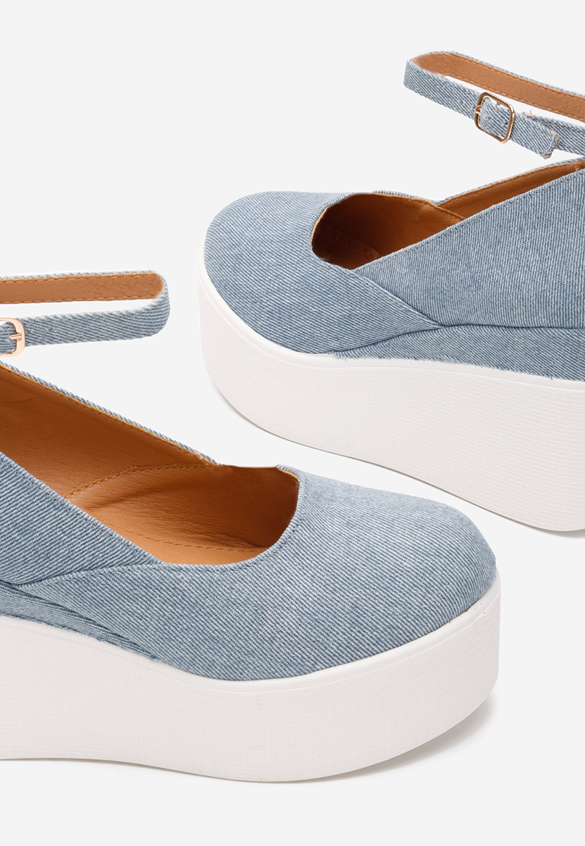 Modré lodičky na platformě Leanora